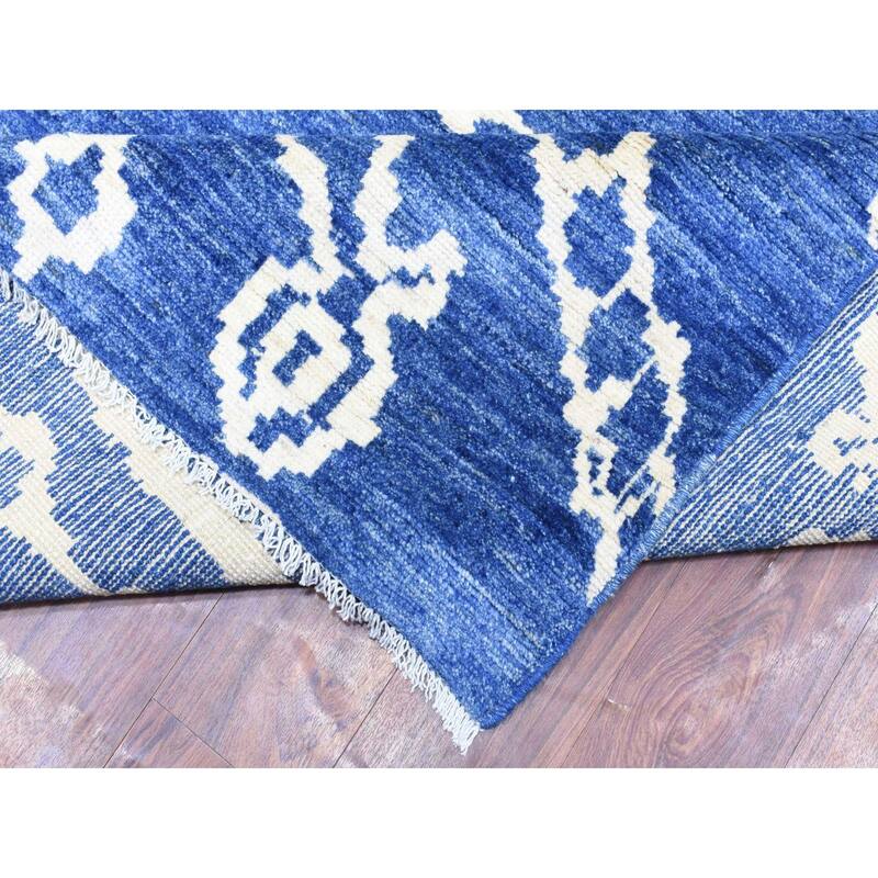 Shahbanu Rugs Denim Blue Boujaad Moroccan Berber Design Criss Cross